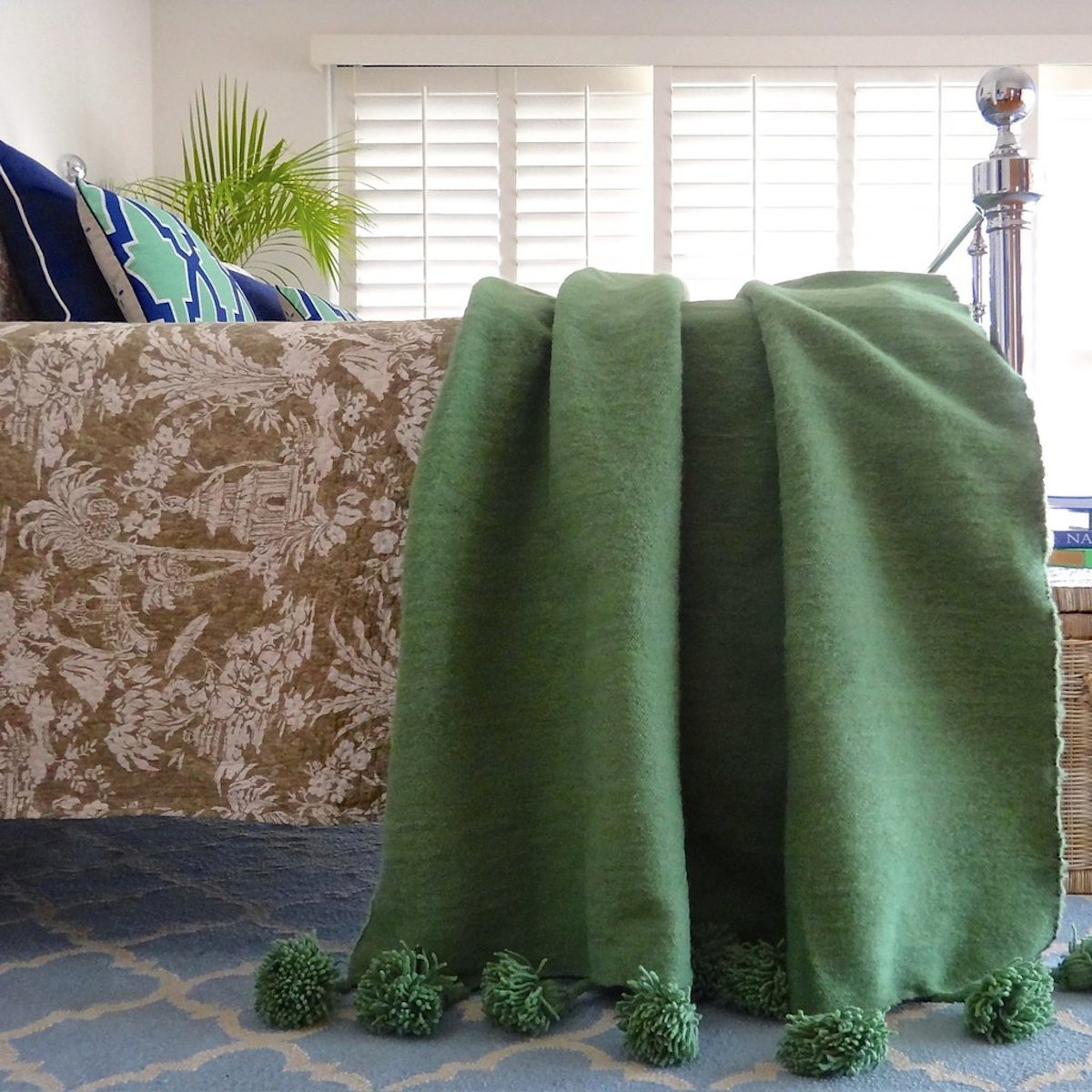 Green Pom Pom Blanket