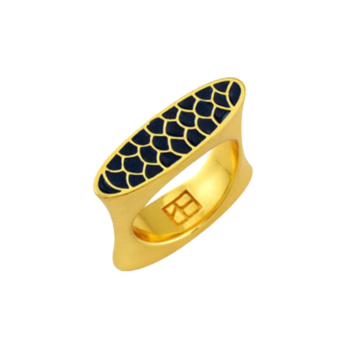 Gold-plated Enamel Oval-square ring