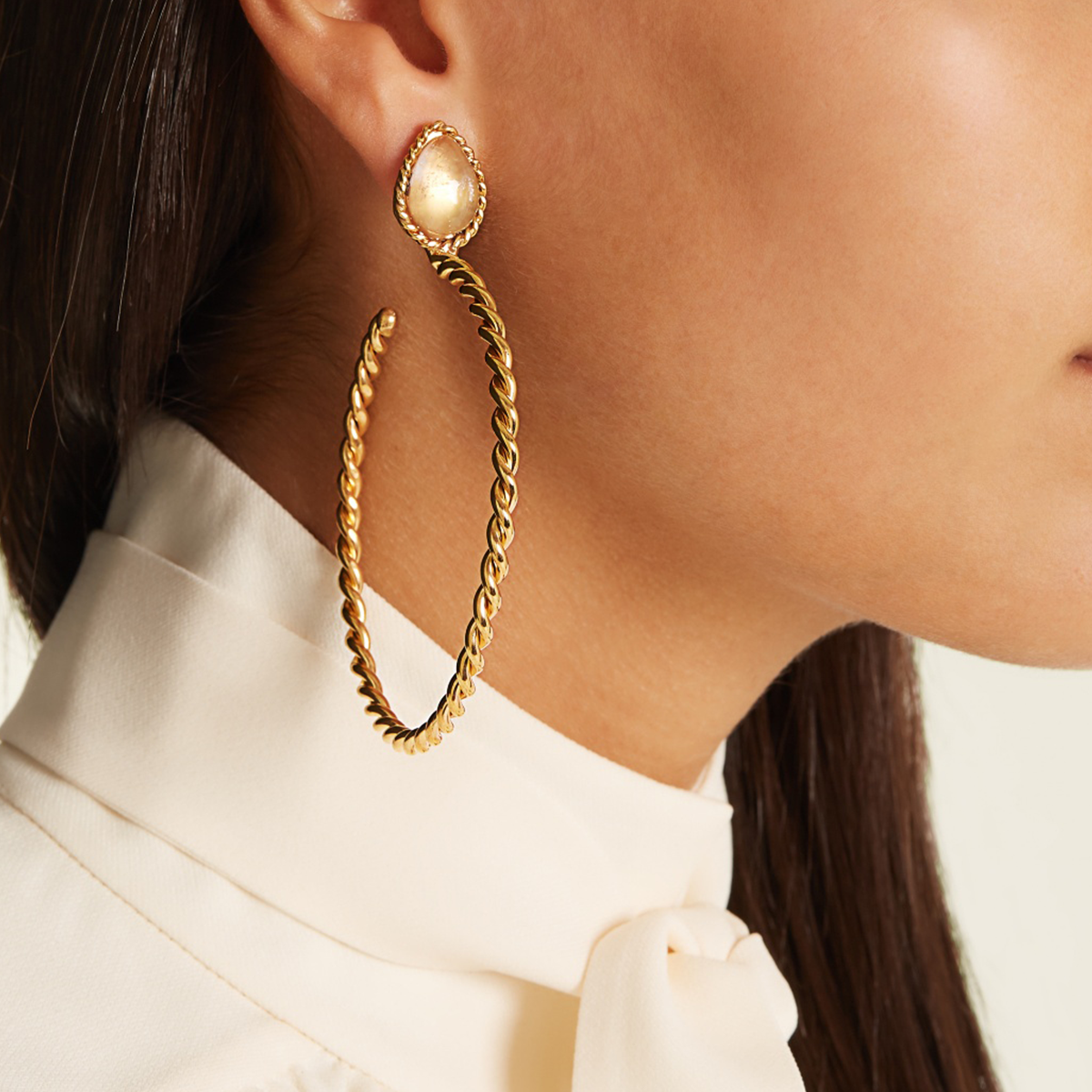 Quartz & Gold-plated Earrings