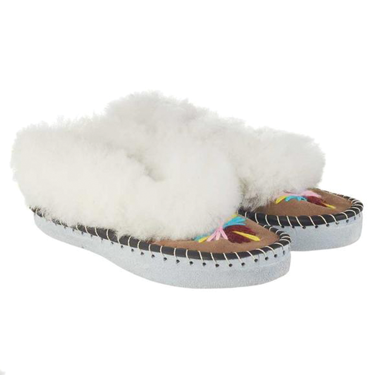 Embroidered Sheepskin Slippers