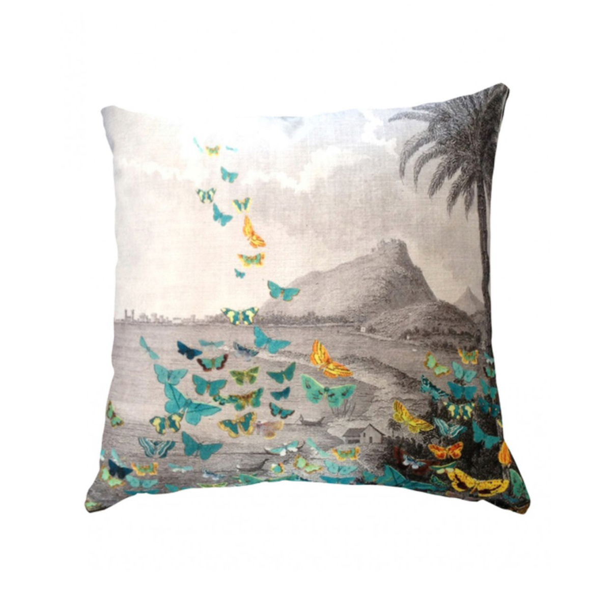 Tropical Butterfly Teal Storm Cushion